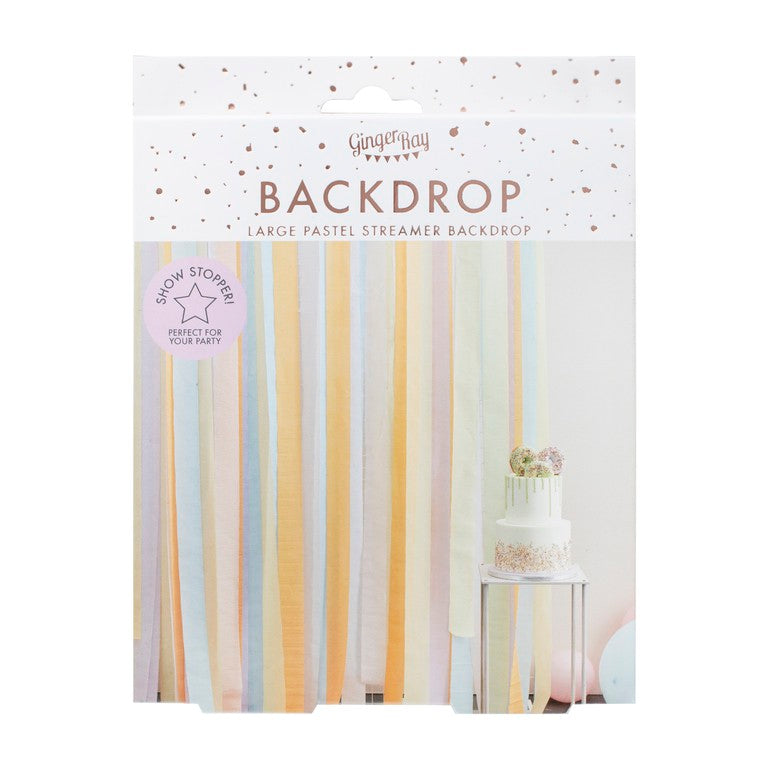 Pastel Party Streamer Backdrop, Online Party Supplies + Decorations